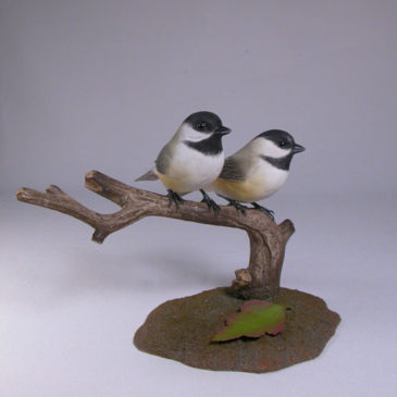 Pair of Black-capped Chickadee Bird Carvings#2