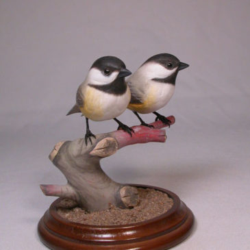 Pair of Black-capped Chickadee Bird Carvings #3